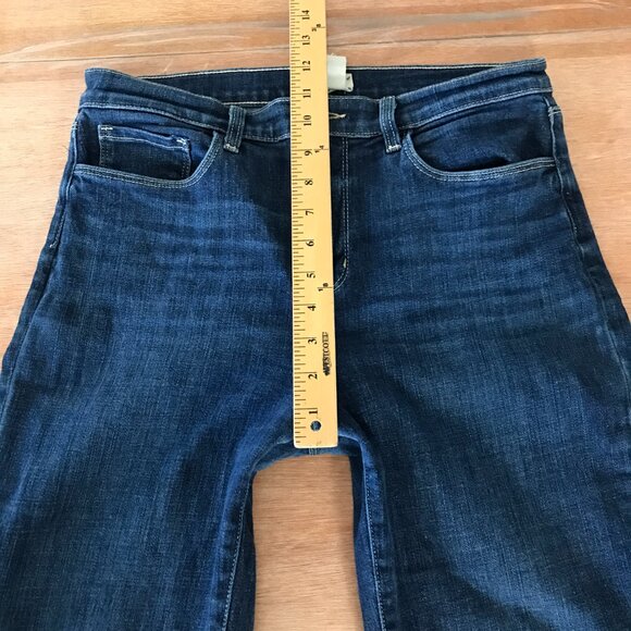 L'agence Sada High Rise Cropped Slim Jeans Women 29 Blue Raw Hem Dark Wash - Picture 9 of 13